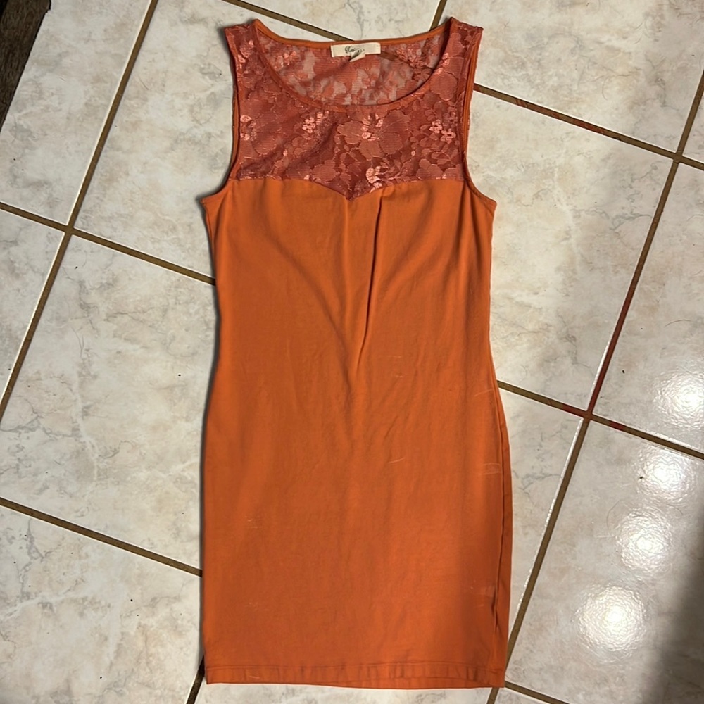 Xai dress size small. Coral colored